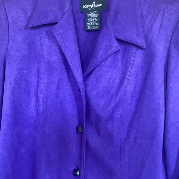 Vintage purple office jacket with shoulder pads petite - Picture 5 of 14